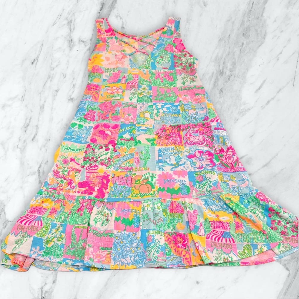 Lilly Pulitzer Kristen Flounce Dress in
“Pop Up Lilly State Of Mind” print
